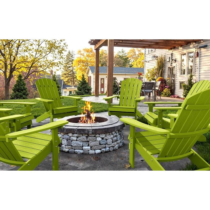 WINSOON All Weather HIPS Outdoor Plastic Adirondack Chairs Set of 4