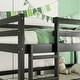 preview thumbnail 4 of 16, Rubber Wood Detachable Triple Twin Bunk Bed with Two Built-in Ladders,Guardrails,Kids and Baby