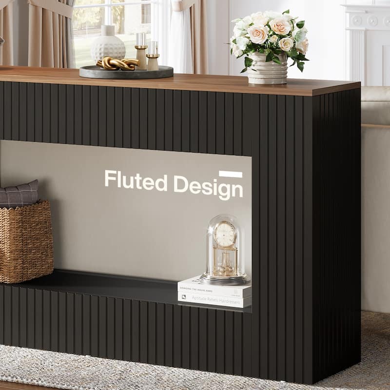 Modern Console Table, 55-Inch Wood Entryway Table with Storage