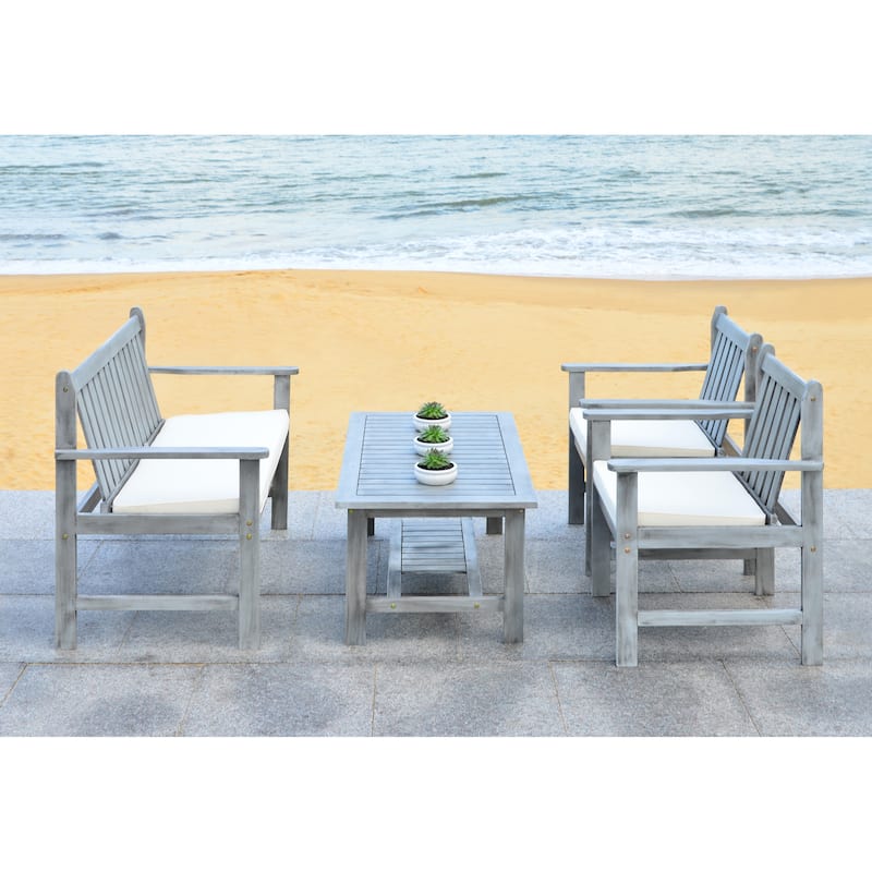 SAFAVIEH Outdoor Ainsley Acacia Wood 4-Piece Furniture Set - 44W x 34D x 25H