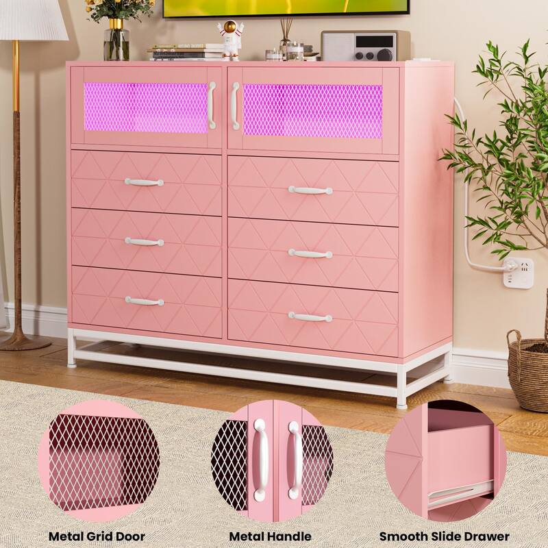 6 Drawer Dresser with Cabinet and TV Stand, Modern Wood Storage Organizer for Bedroom