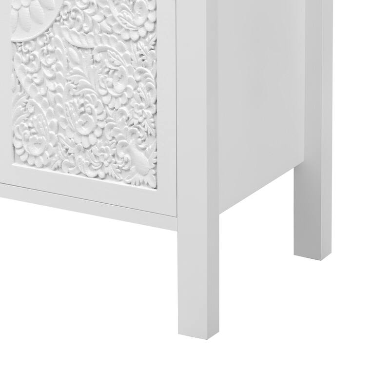 47.2" American Retro TV Stand - Carved Cabinet Doors & Glass Display, Adjustable Shelves, Anti-Tip Design
