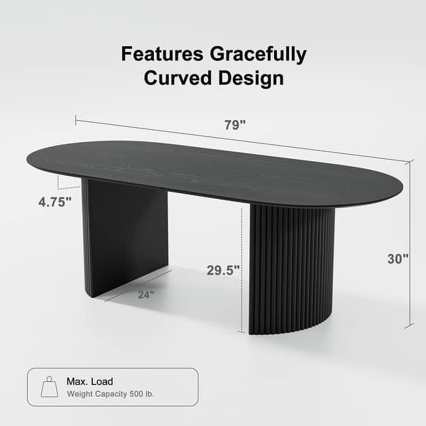 dimension image slide 4 of 6, 67" Nordic Style Oval Dining Table - for 6 People