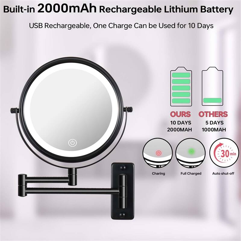 Wall Mounted Makeup Mirror with Down Double-Sided 1x/10x Magnification