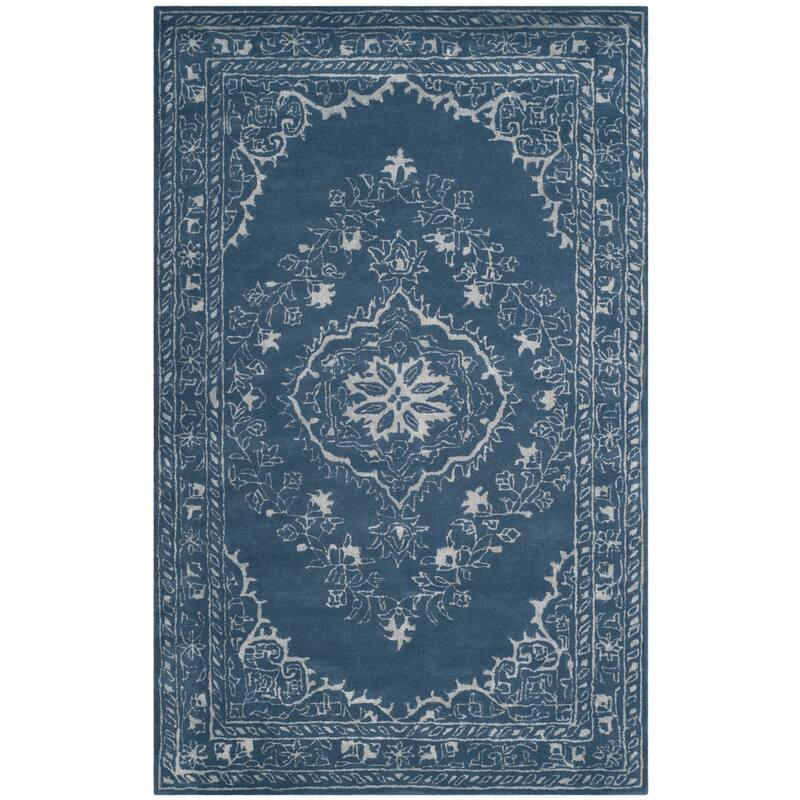 SAFAVIEH Handmade Glamour Gudmundina Modern Viscose Rug - 5' x 8' - Blue
