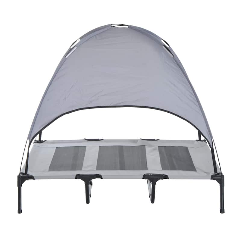 PawHut 48" x 36" Elevated Dog Cot Cooling Pet Bed With UV Protection Canopy Shade