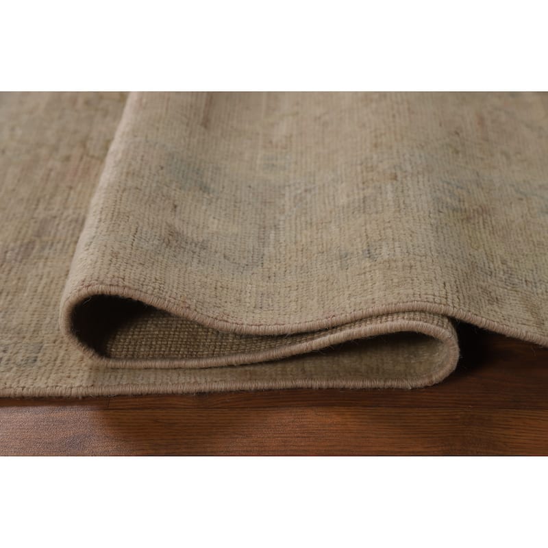 Vegetable Dye Oushak Turkish Area Rug Handmade Floral Wool Carpet - 5'10"x 9'1"