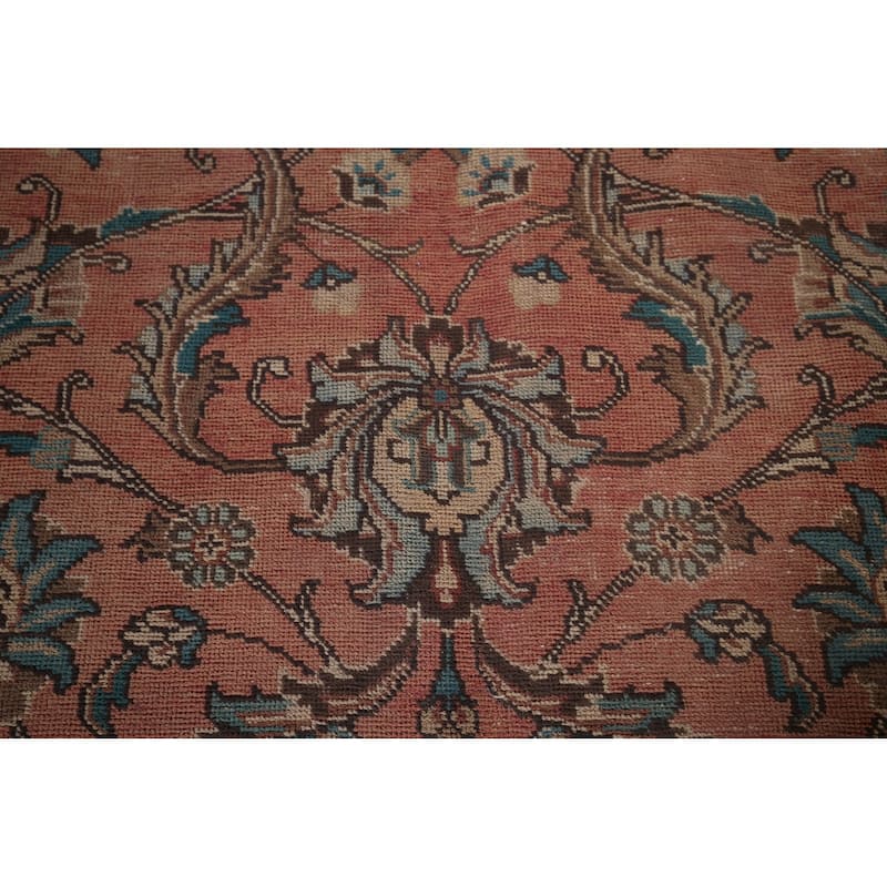 Pink Tabriz Persian Vintage Rug Hand-Knotted Oriental Wool Carpet - 9'9"x 12'10"