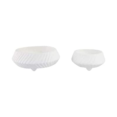 Pottery Tapered Decorative Bowls Sculpted Textured Design (Set of 2) - 15" x 15" x 5.75"