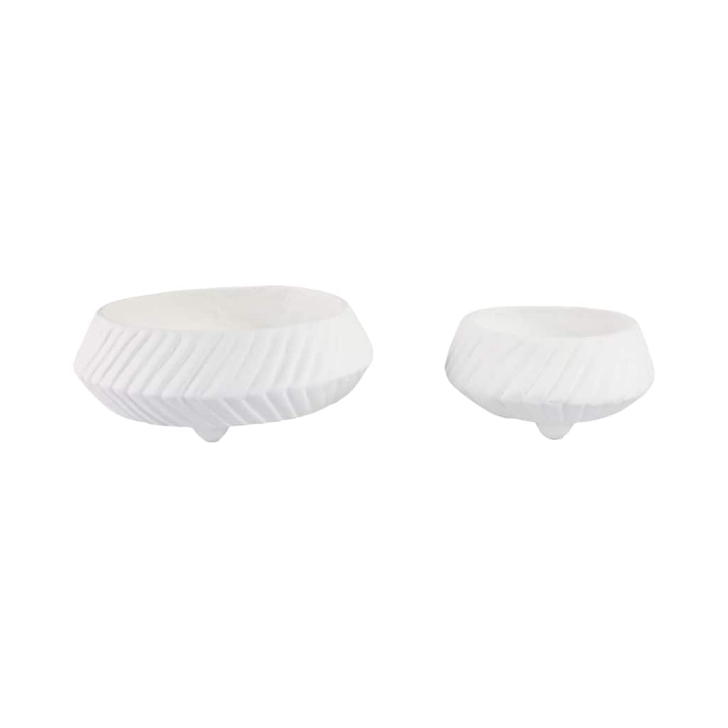 Pottery Tapered Decorative Bowls Sculpted Textured Design (Set of 2) - 15" x 15" x 5.75"