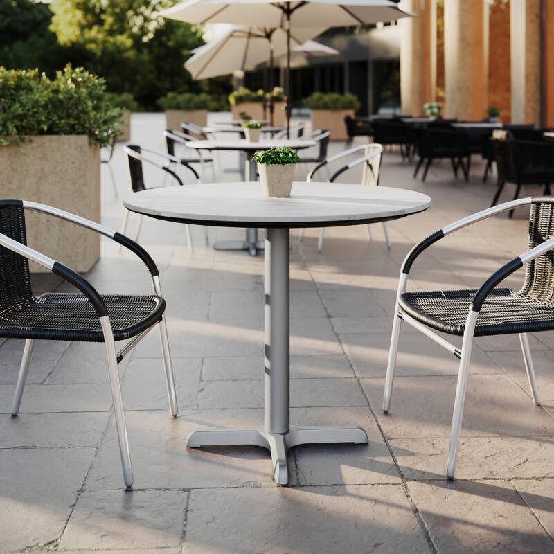 Commercial All-Weather HPL Tabletop with Crisscross Base