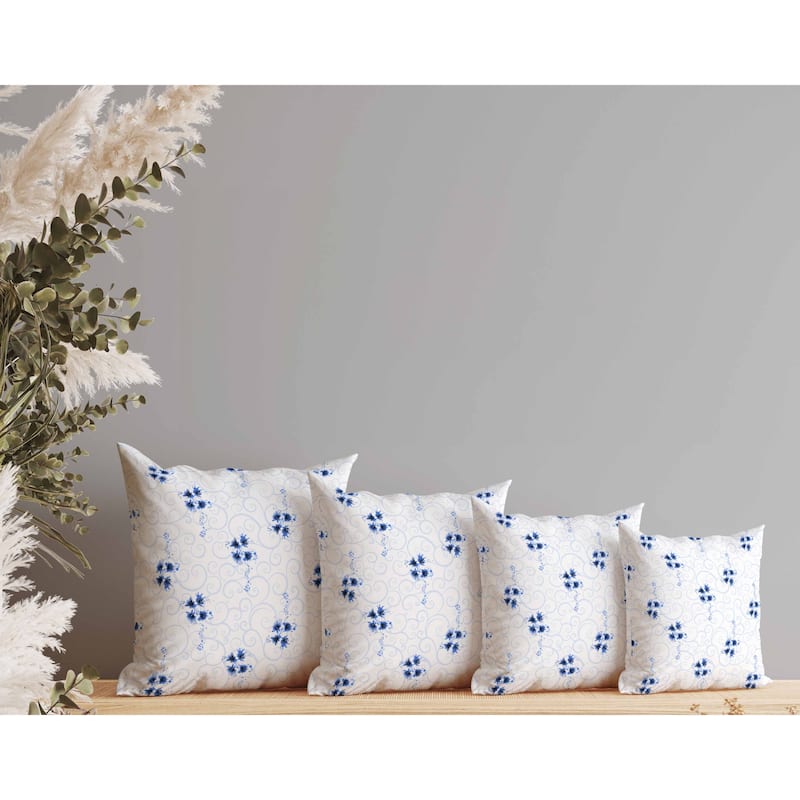 Orchid Artistry Indoor/Outdoor Reversible Throw Pillow White and Blue