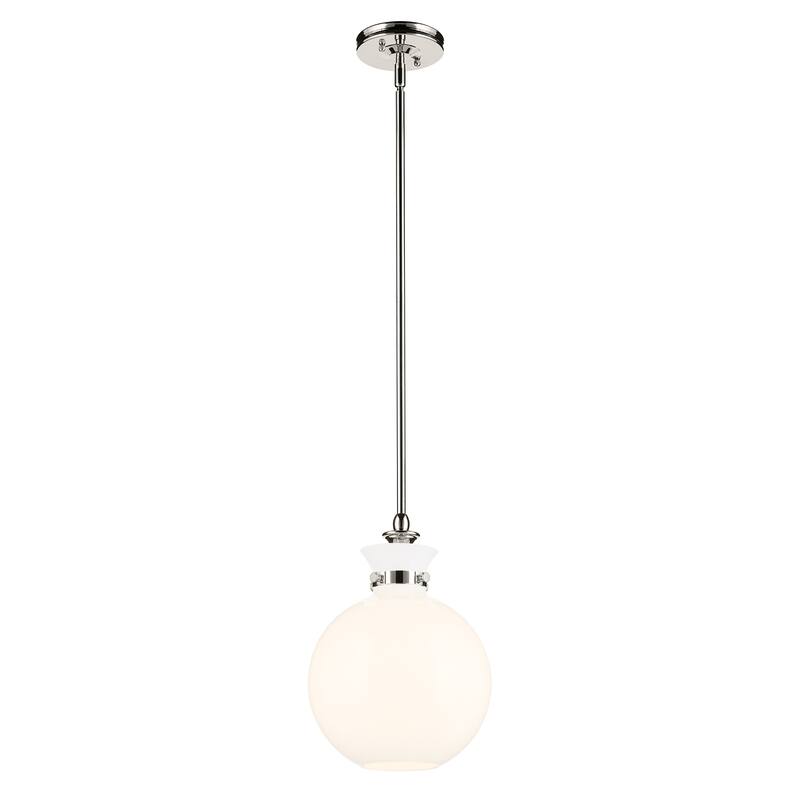 Kichler Lighting Laria 10.25 Inch 1 Light Pendant with Opal Glass in Polished Nickel