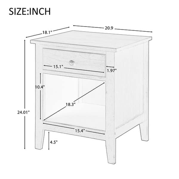 Traditional Design Wooden Nightstand with Drawer Overstock 34207211