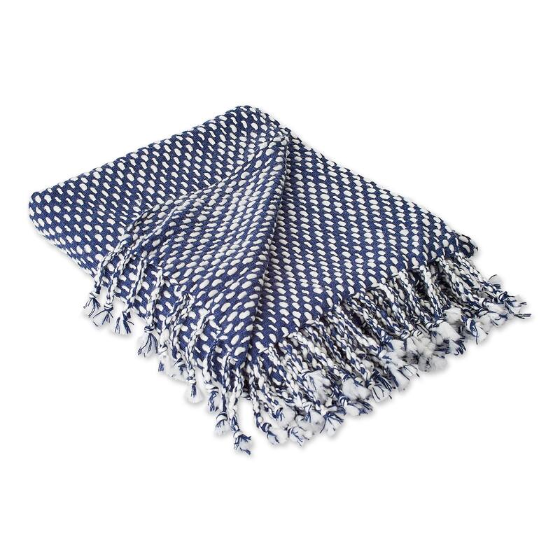 DII Navy & White Textured Acrylic Throw - Navy & White