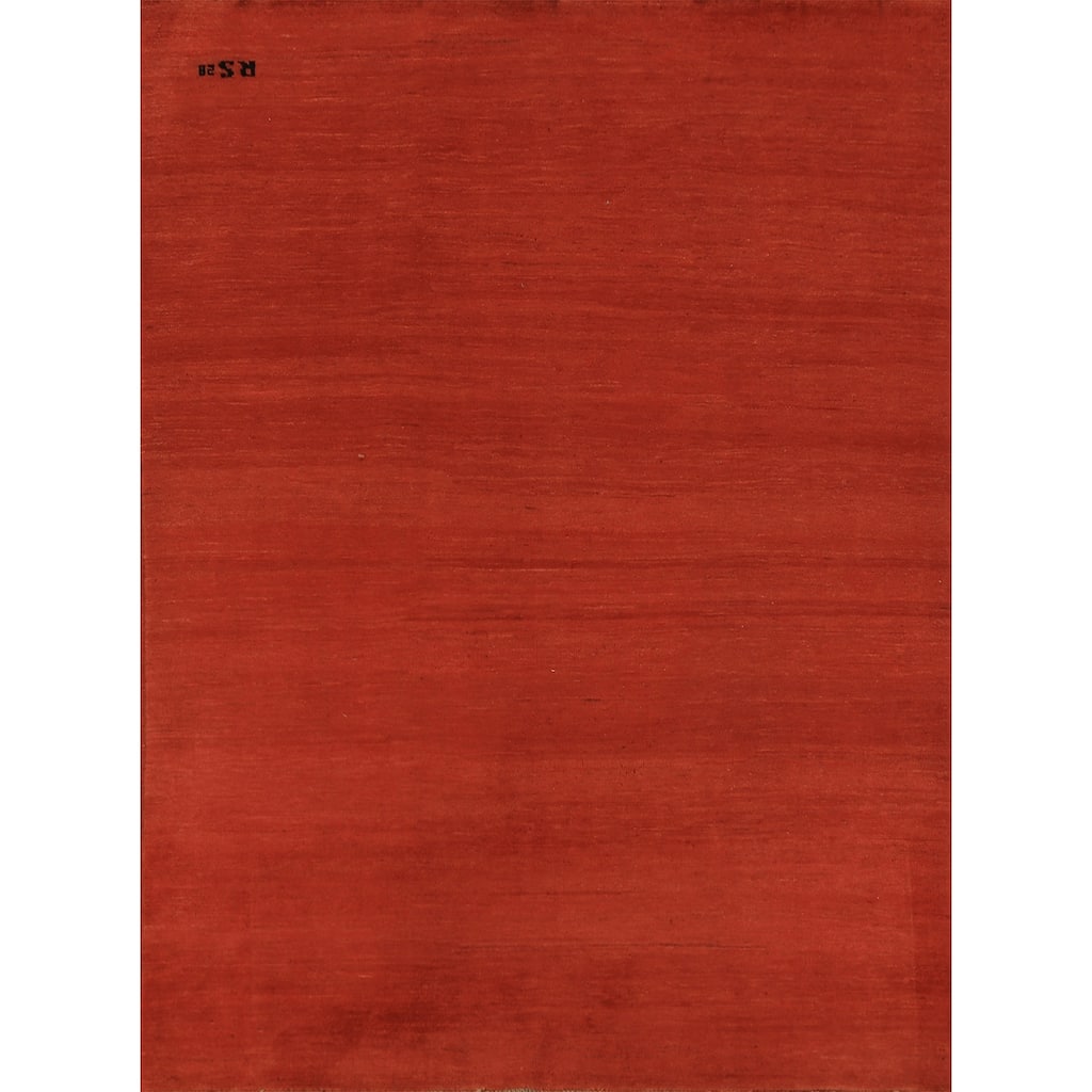 Orange Gabbeh Modern Oriental Rug Hand-Knotted Wool Carpet - 5'0" x 6'5"