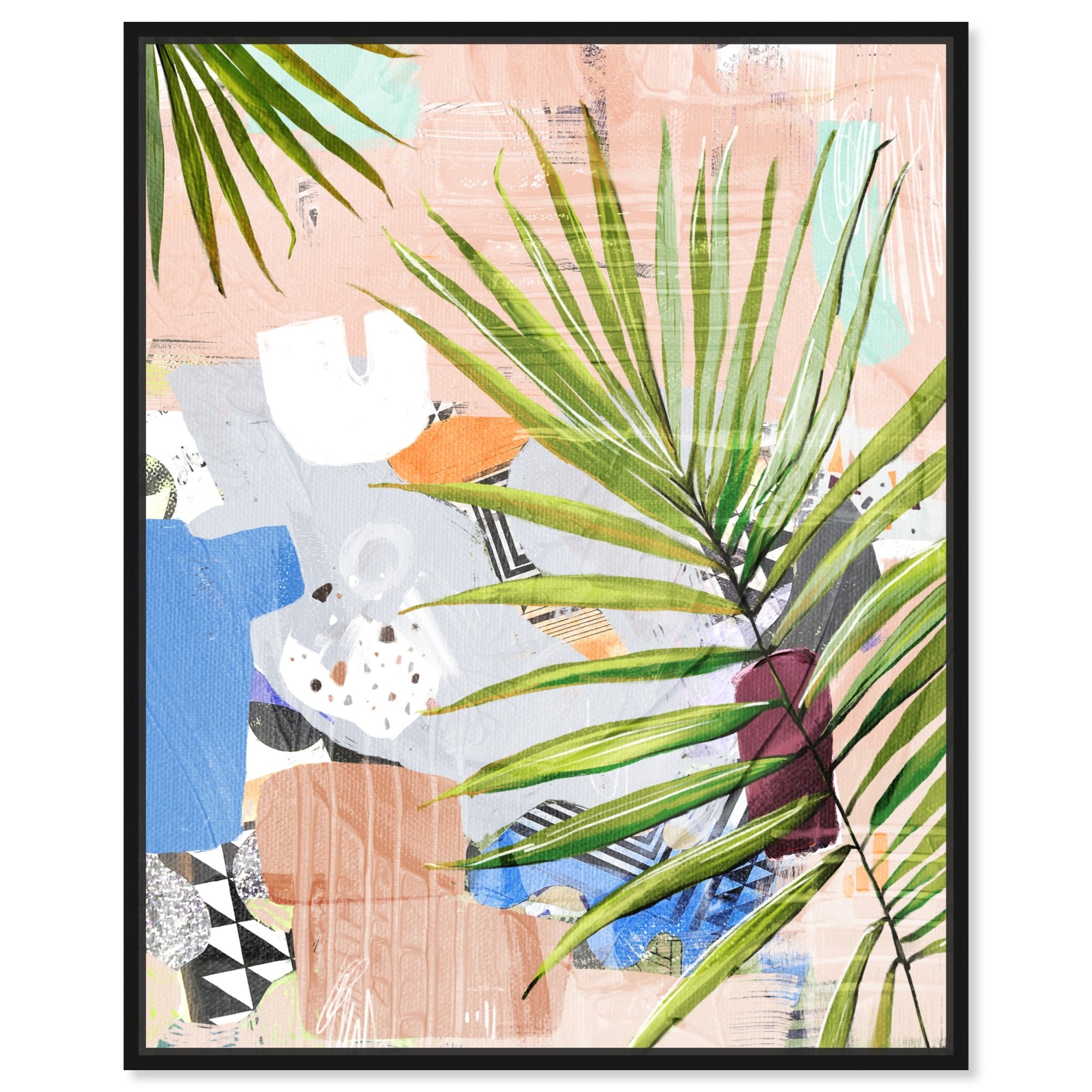 Tropical Blush Canvas Muted Plants Flowers Abstract Wall Art by Art Remedy