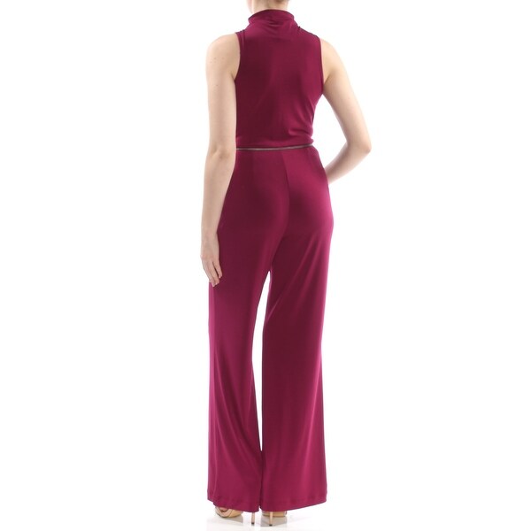 burgundy wide leg jumpsuit