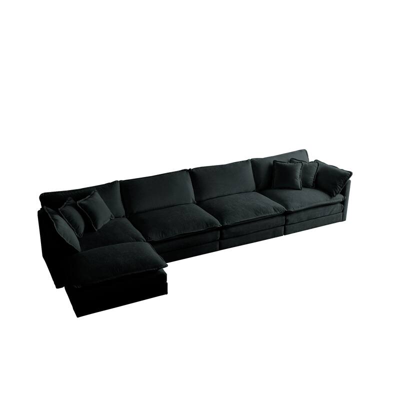 GDFStudio - Crisp Chenille Sectional Sofa with 1 Ottoman