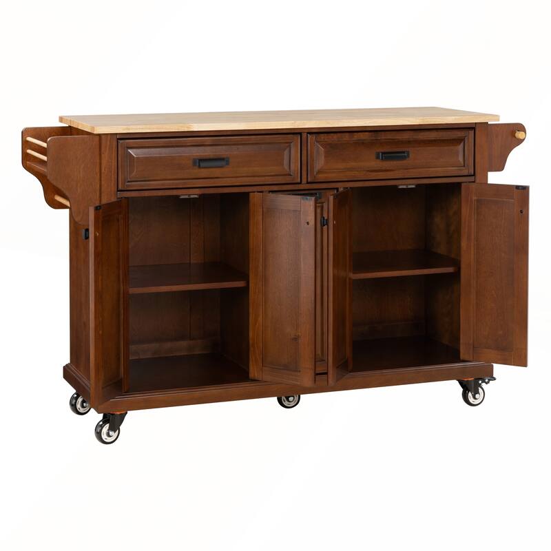 Kitchen Island with Rubber wood Countertop