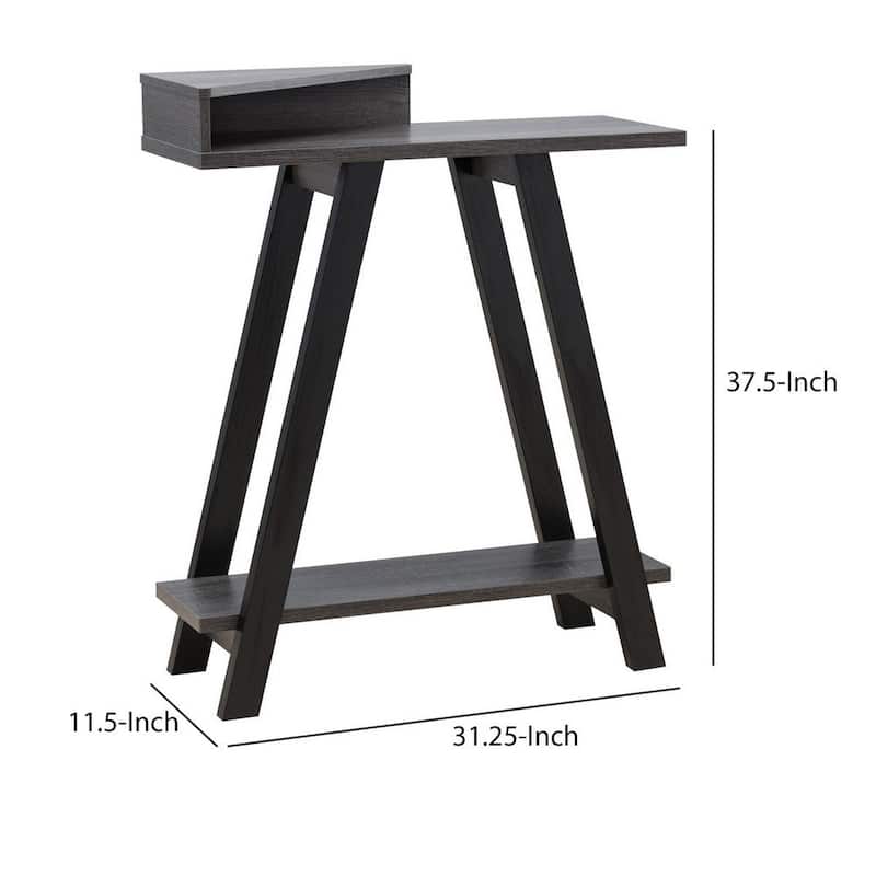 Baki 38 Inch Modern Wood Side Console Table, Corner Compartment - 11.5 L x 31.25 W x 37.5 H Inches