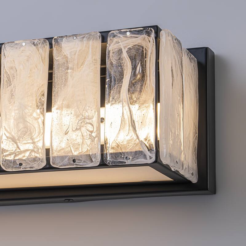 Modern Linear LED Wall Sconce with White Cloud Glass - W24.8" × D4.3" × H4.7"