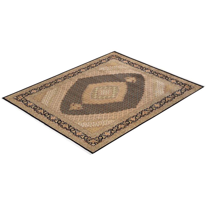 Overton Hand Knotted Wool Vintage Inspired Traditional Mogul Black Area Rug - 8 x 10