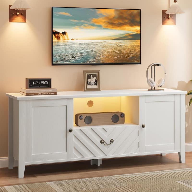 Entertainment Center TV Console Table, TV Stands for Living Room for 65 Inch TV - N/A - White