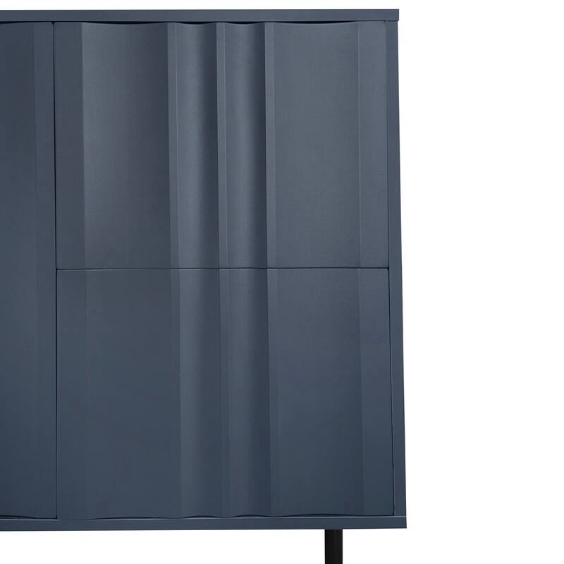 Wave Pattern Buffet Storage Cabinet with 2 Doors and 2 Drawers, Sideboard Cabinet Table with Adjustable Shelf