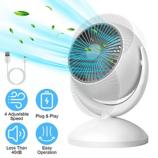 Rechargeable Desk Fan Air Circulator Oscillating 4 Speed Table Fan - 7. ...