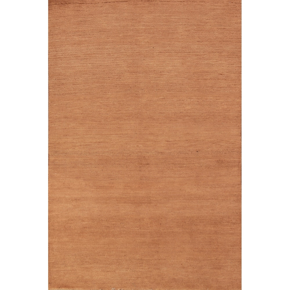Gabbeh Modern Rug Hand-Knotted Brown Wool Carpet - 3'7" x 5'10"