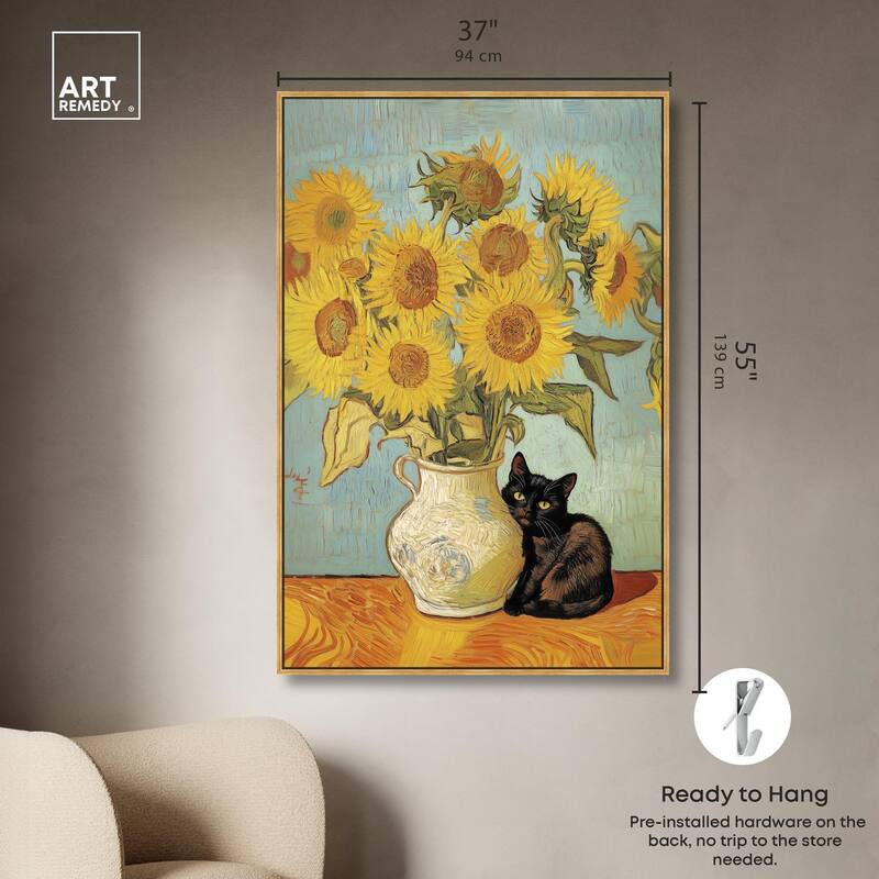 Sunflower Kitten Canvas by Art Remedy