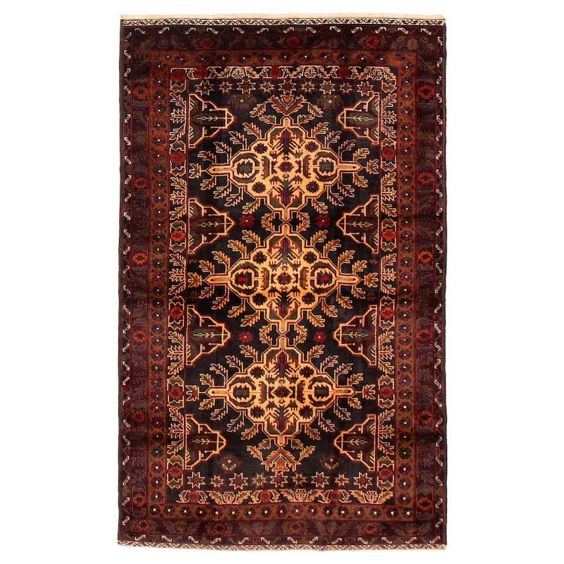 Teimani Black Rug 3'11" x 6'8" - 3'11 x 6'8 - Black - 3'11 x 6'8