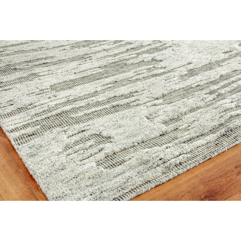 EXQUISITE RUGS Calibre Hand-knotted New Zealand Wool Silver/Charcoal Area Rug.