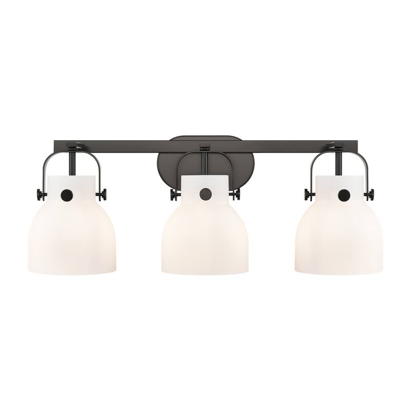 Innovations Lighting 423-3W-10-27 Pilaster II Bell Vanity Pilaster II - Matte Black / Matte White