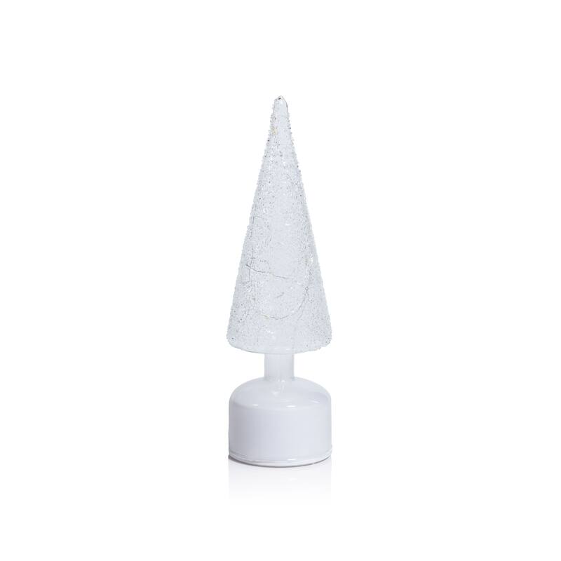 LED Glass Rotating Tree, Holiday Lighted Table Décor - Clear, White - 11.75"