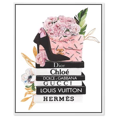Floral Books Stack Canvas by Art Remedy