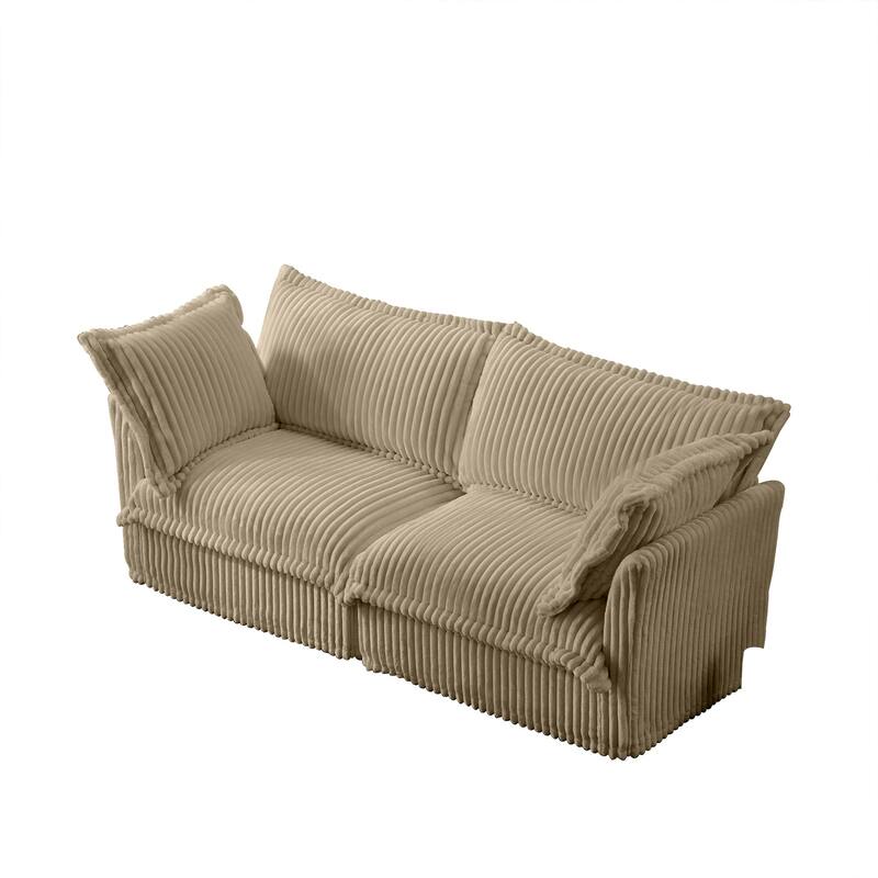 Modern 2 Seater Upholstered Sofa with 2 Pillows