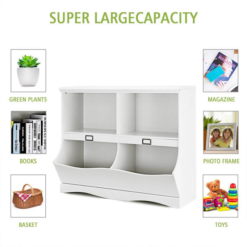Gymax Children Storage Unit Kids Bookshelf Bookcase Baby Toy Organizer - See Details