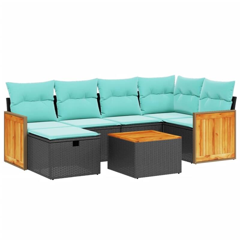 vidaXL Patio Sofa Set with Cushions Outdoor Conversation Furniture Poly Rattan