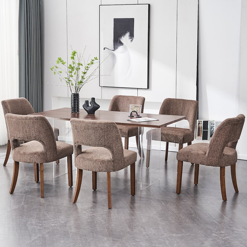 Wooden Dining Chairs Set of 2/4/6,Modern Fabric Upholstered Dining Room Chair Kitchen Chairs