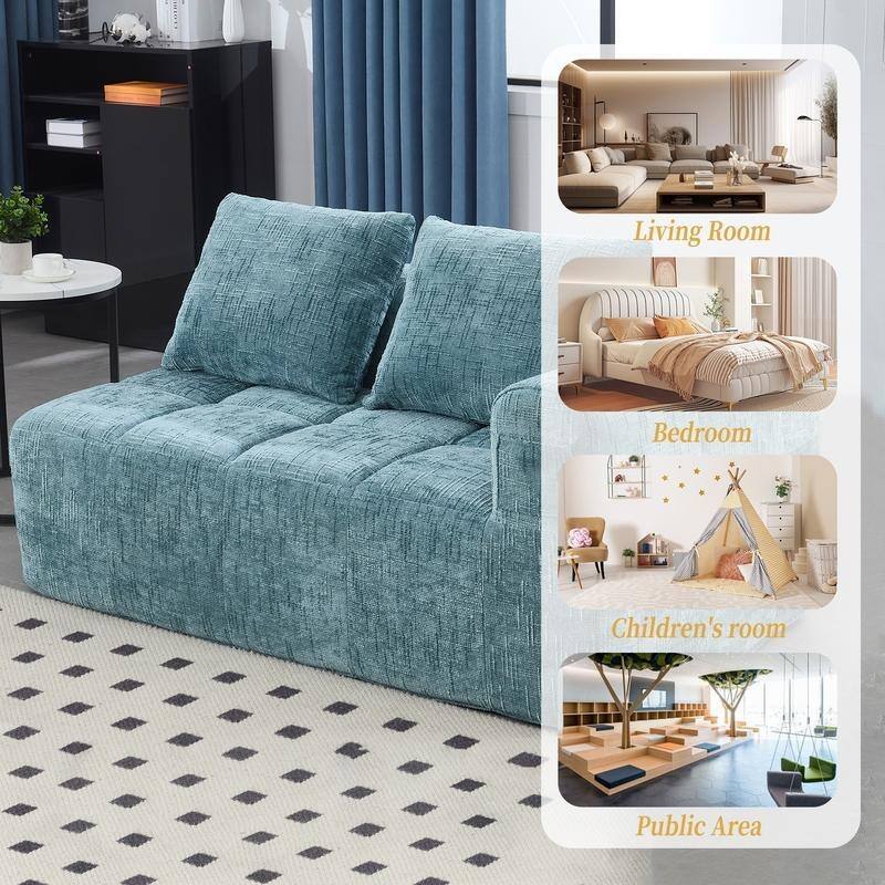 Chenille Loveseat Sofa, Minimalist Modular Sleeper for Living RoomS