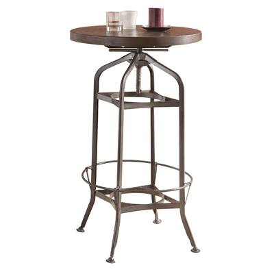 Round Bar Table with Adjustable Height in Walnut and Gunmetal