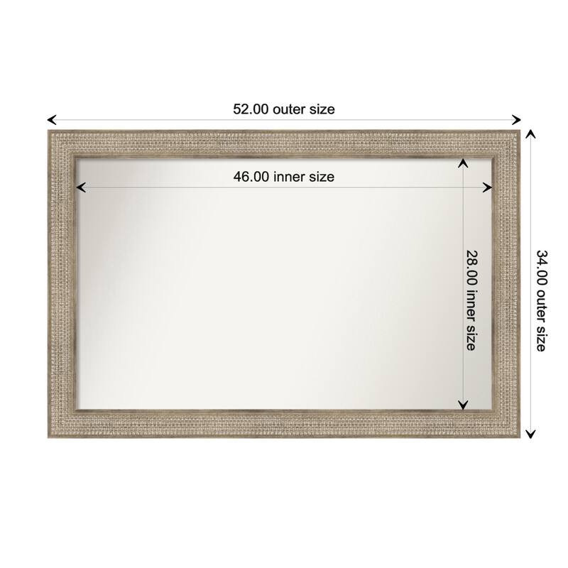 Trellis Silver Framed Non-Beveled Custom Wall Mirror, Bathroom Vanity Mirror - Outer Size: 52 x 34