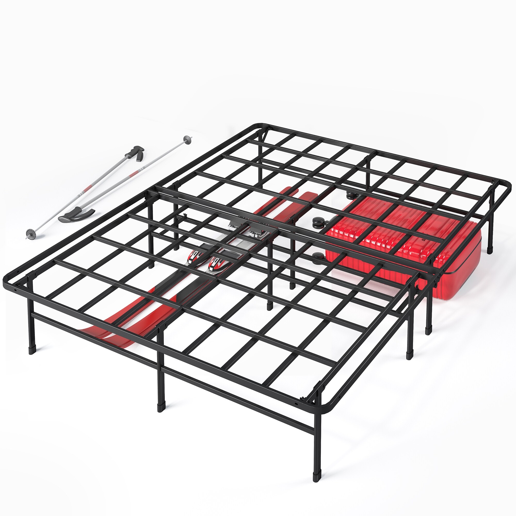 Full size platform bed frame 14 sales inch mattress steel foundation metal heavy duty
