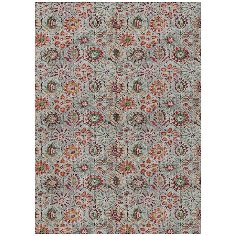 HomeRoots Floral Transitional Rectangle Outdoor Rug
