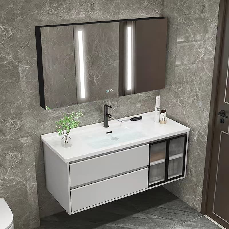 40 in.W x 30 in. H Aluminum Surface Mounted LED Medicine Cabinet with Doors and Mirrors - 40'' X 30''
