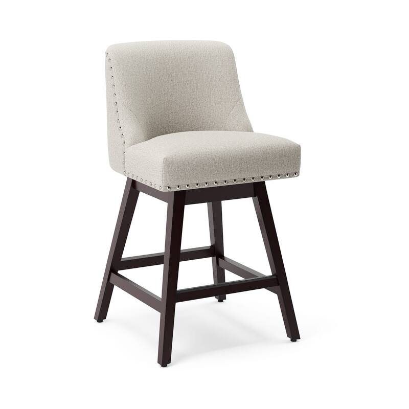 Modern 26 in. H Counter Height Bar Stools Upholstered 360 Free Swivel Counter Stools with Nailhead Trim