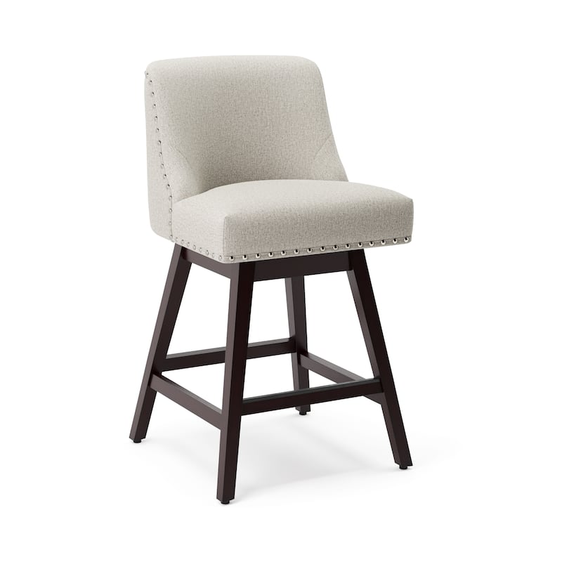 26 in. Counter Height Upholstered Wood Frame Swivel Bar Stool with Farbic Seat Set of 4 - 19.6"D x 19.6"W x 37"H
