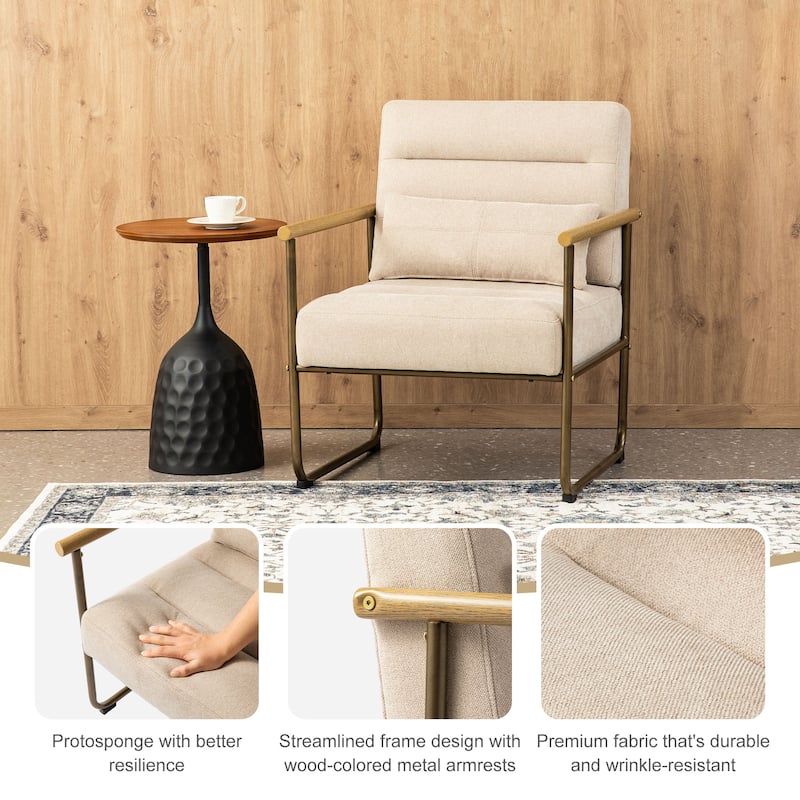 Glitzhome Set of 2 33.25"H Mid-Century Modern Fabric Accent Arm Chair with Metal Frame - 30.5''W X 26.25''D X 33.25''H